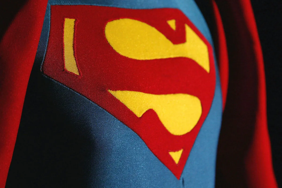 Christopher Reeve's costume from "Superman" is seen on display at an auction at Christie's auction house in London on Dec. 16, 2003. (Ian Walton/Getty Images)