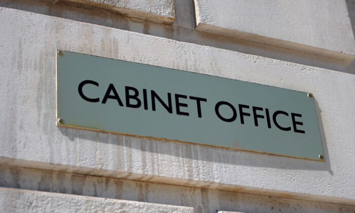 Undated file photo of the UK's Cabinet Office sign. (Lauren Hurley/PA)
