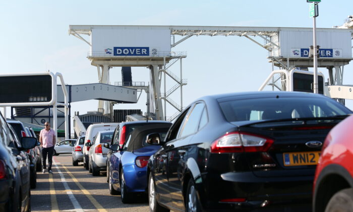 Undated file photo showing cars queueing at the Port of Dover, England. (Philip Toscano/PA)