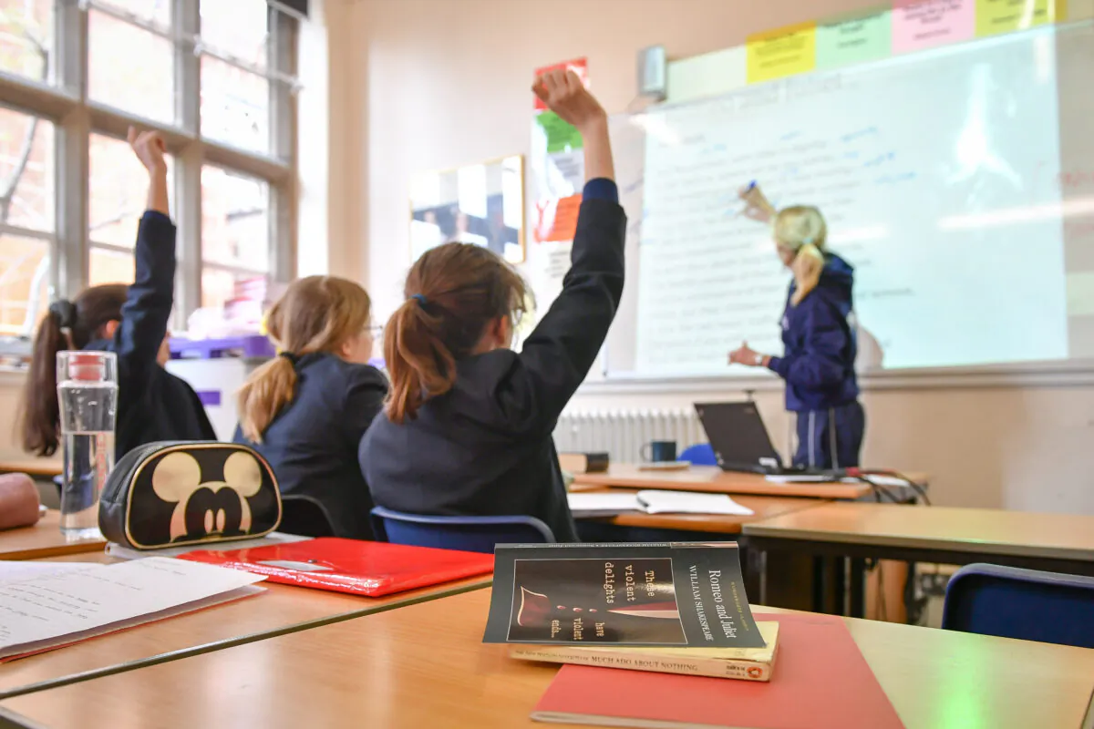 Students in a lesson at a school in the UK on Sept. 12, 2018. (Ben Birchall/PA)