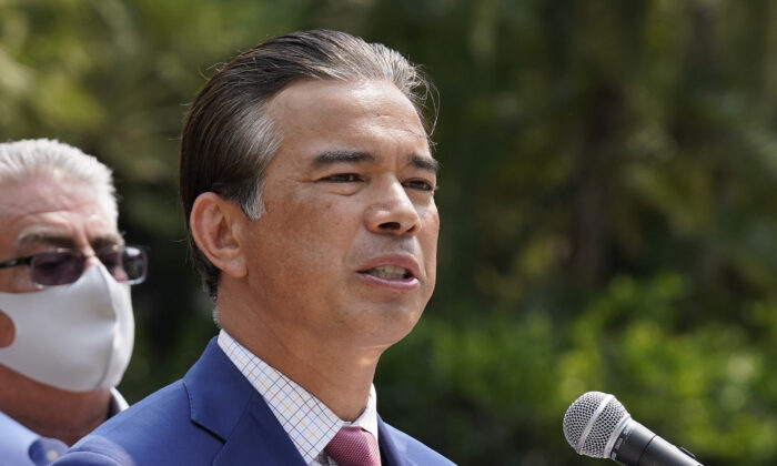 California Attorney General Rob Bonta speaks at a news conference in Sacramento on Aug. 17, 2021. (Rich Pedroncelli/AP Photo)