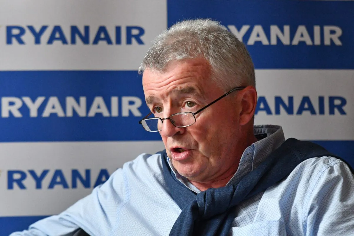 Ryanair CEO Michael O'Leary attends a press conference in London on Aug. 31, 2021. (Justin Tallis/AFP via Getty Images)