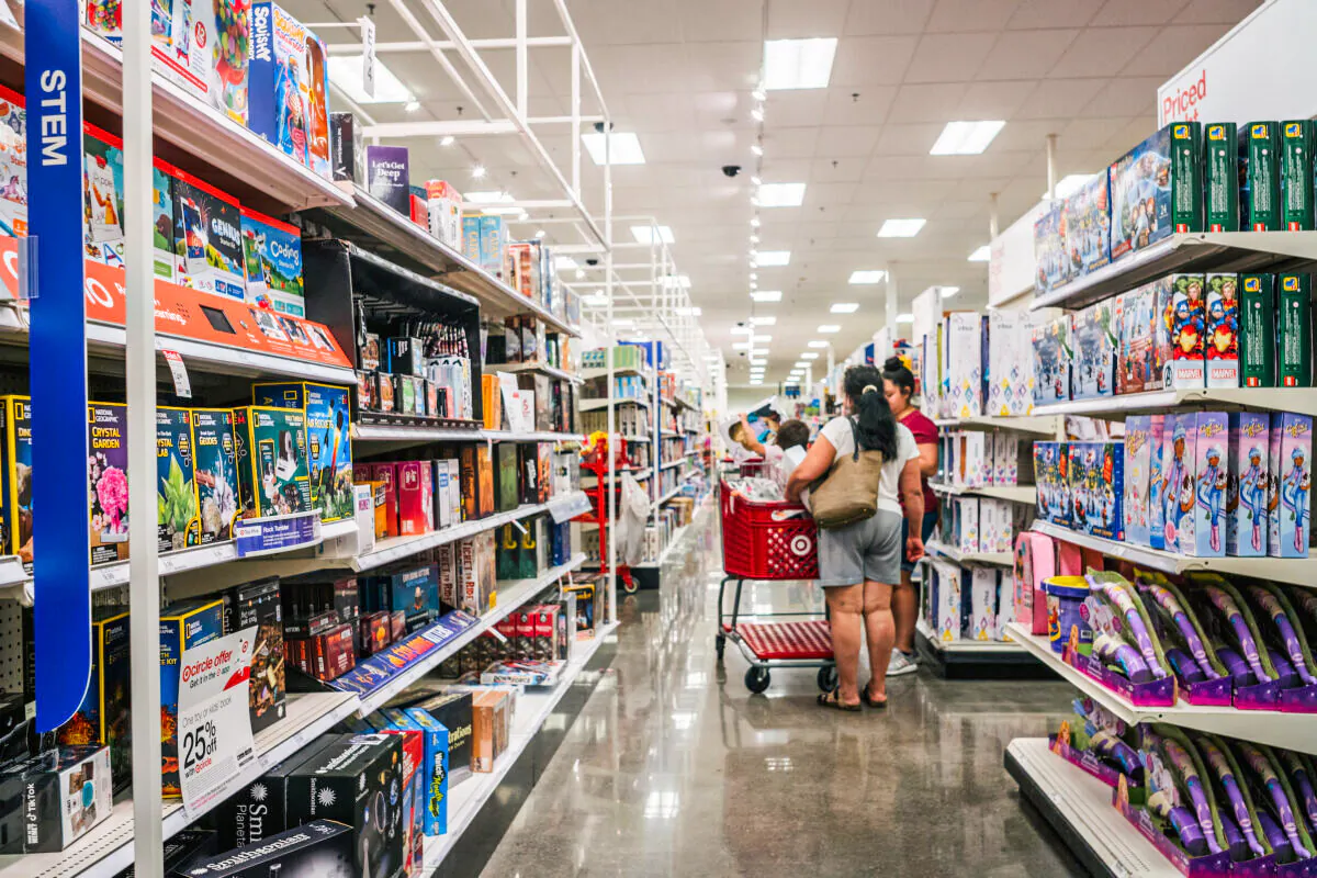 A family shops for toys at a Target store in Houston, Texas, on Oct. 25, 2021. (Brandon Bell/Getty Images)