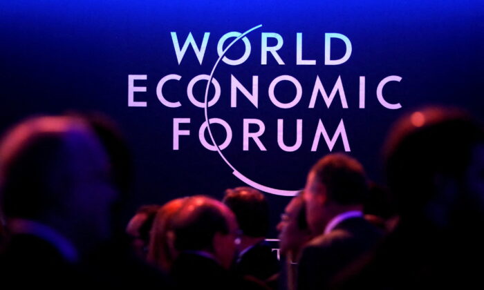 A logo of the World Economic Forum (WEF) is seen as people attend the WEF annual meeting in Davos, Switzerland, on Jan. 24, 2018. (Reuters/Denis Balibouse/File Photo)