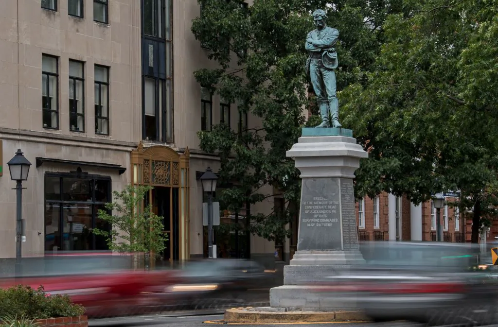 A bronze statue, known as "Appomattox," is viewed in downtown Alexandria, Va., on Aug. 14, 2017. (Paul J. Richards/AFP via Getty Images)