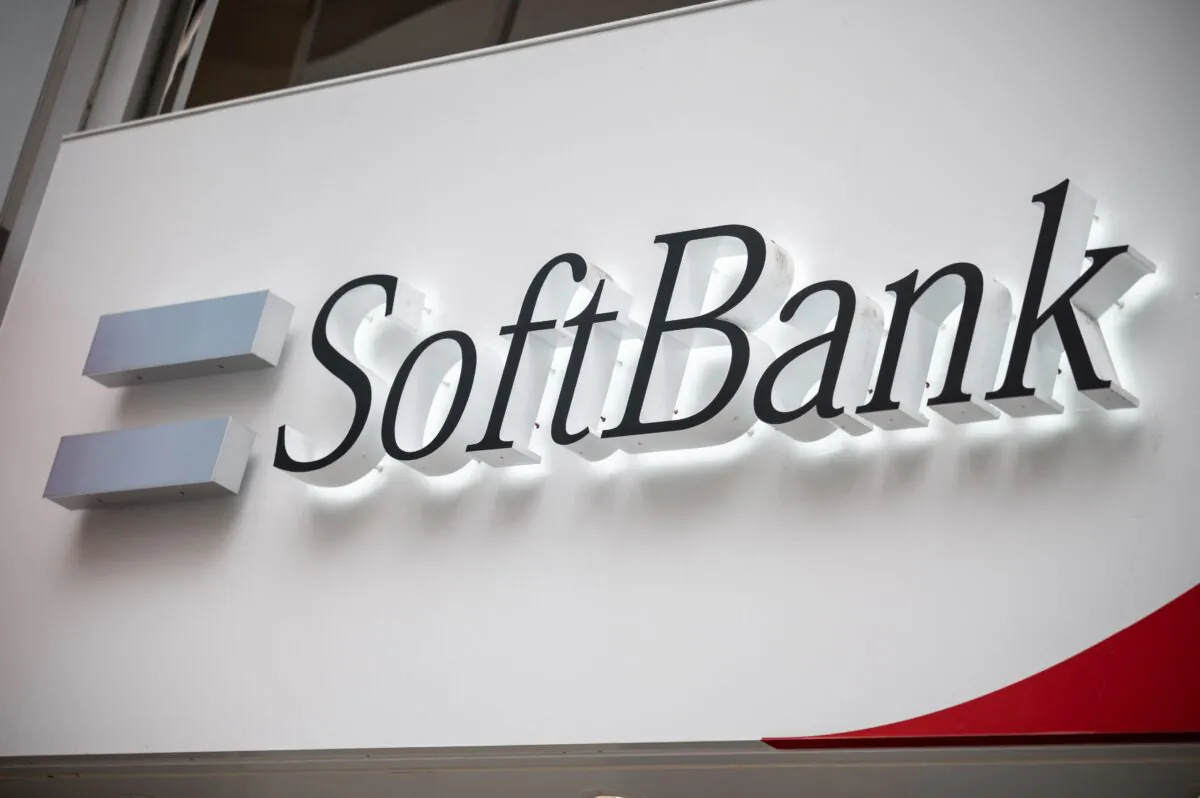 The logo of the SoftBank Group in Tokyo on May 12, 2021. (Philip Fong/AFP via Getty Images)