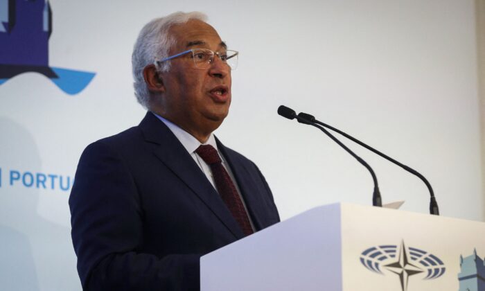 Portuguese Prime minister Antonio Costa speaks during the 67th annual session of NATO parliamentary assembly in Lisbon, on Oct. 11, 2021. (Carlos Costa/AFP via Getty Images)
