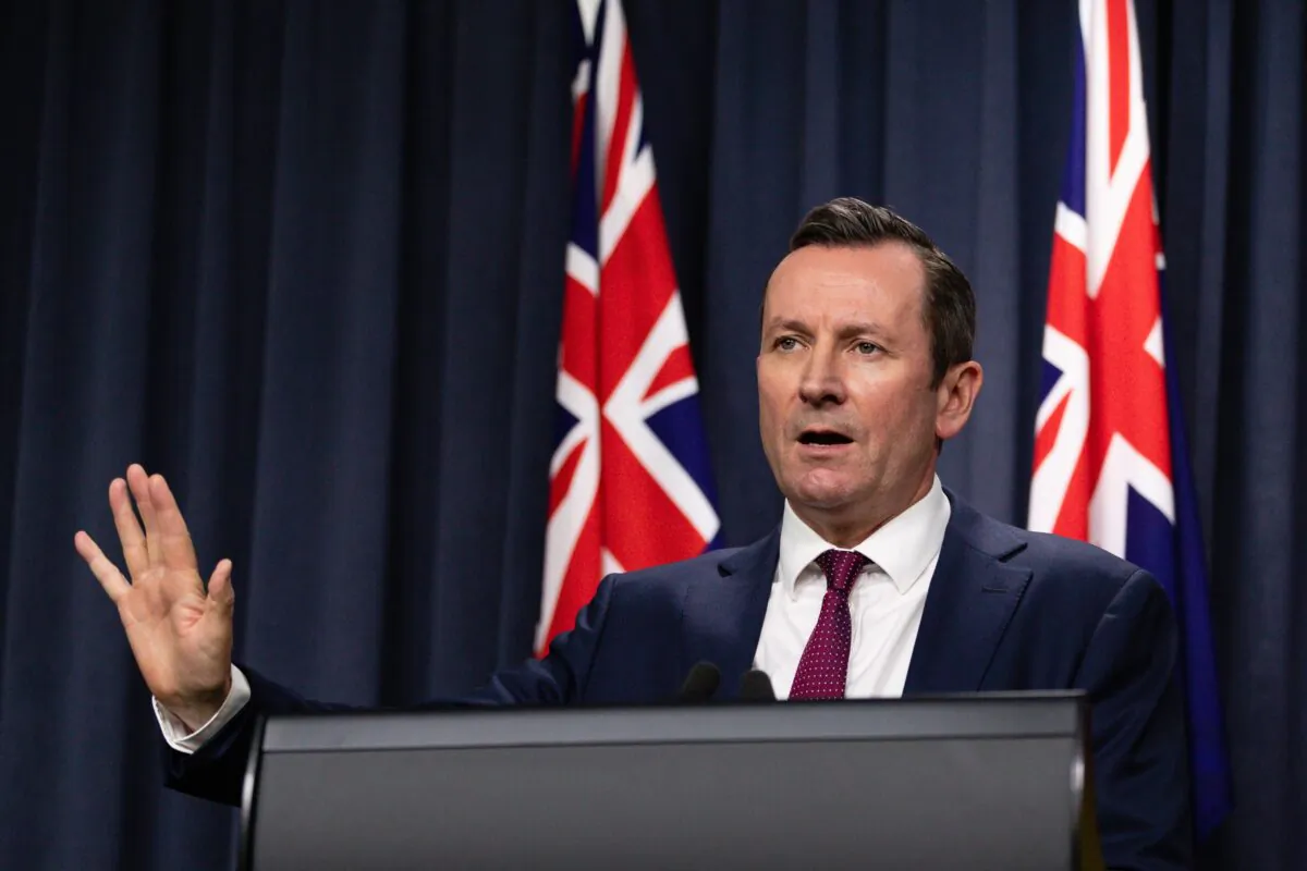 WA Premier Mark McGowan speaks during an announcement in Perth, Australia on Dec. 13, 2021. (AAP Image/Richard Wainwright)