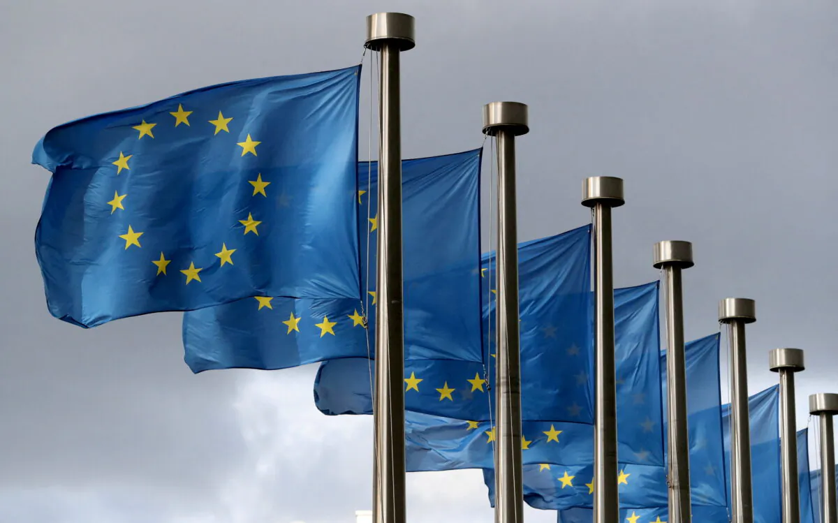 EU flags flutter in front of the European Commission headquarters in Brussels, on Oct. 2, 2019. (Yves Herman/Reuters)