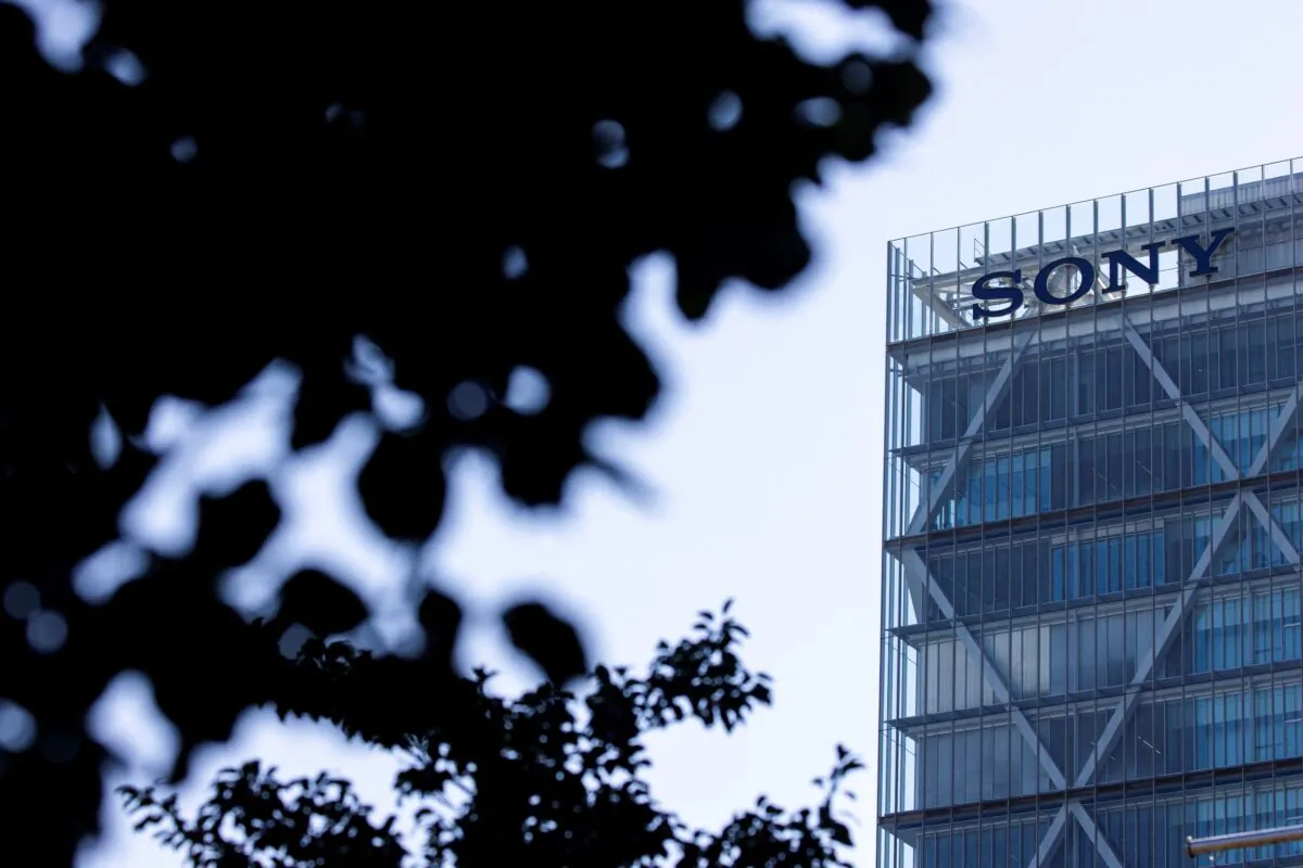 The Sony logo is displayed on the company's headquarters building in Tokyo on Oct. 28, 2021. (Behrouz Mehri/AFP via Getty Images)