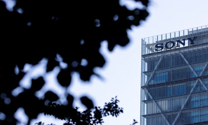 The Sony logo is displayed on the company's headquarters building in Tokyo on Oct. 28, 2021. (Behrouz Mehri/AFP via Getty Images)
