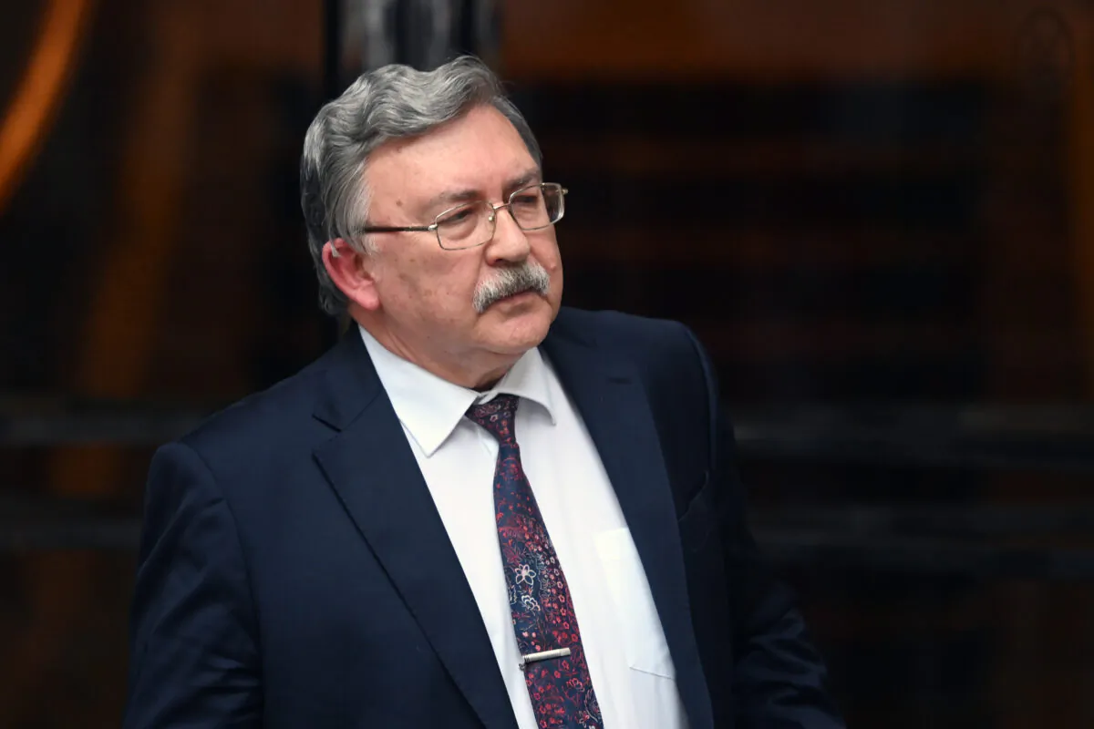Russia’s Permanent Representative to International Organizations in Vienna, Mikhail Ulyanov, leaves the Grand Hotel in Vienna, Austria, on May 25, 2021. (Thomas Kronsteiner/Getty Images)