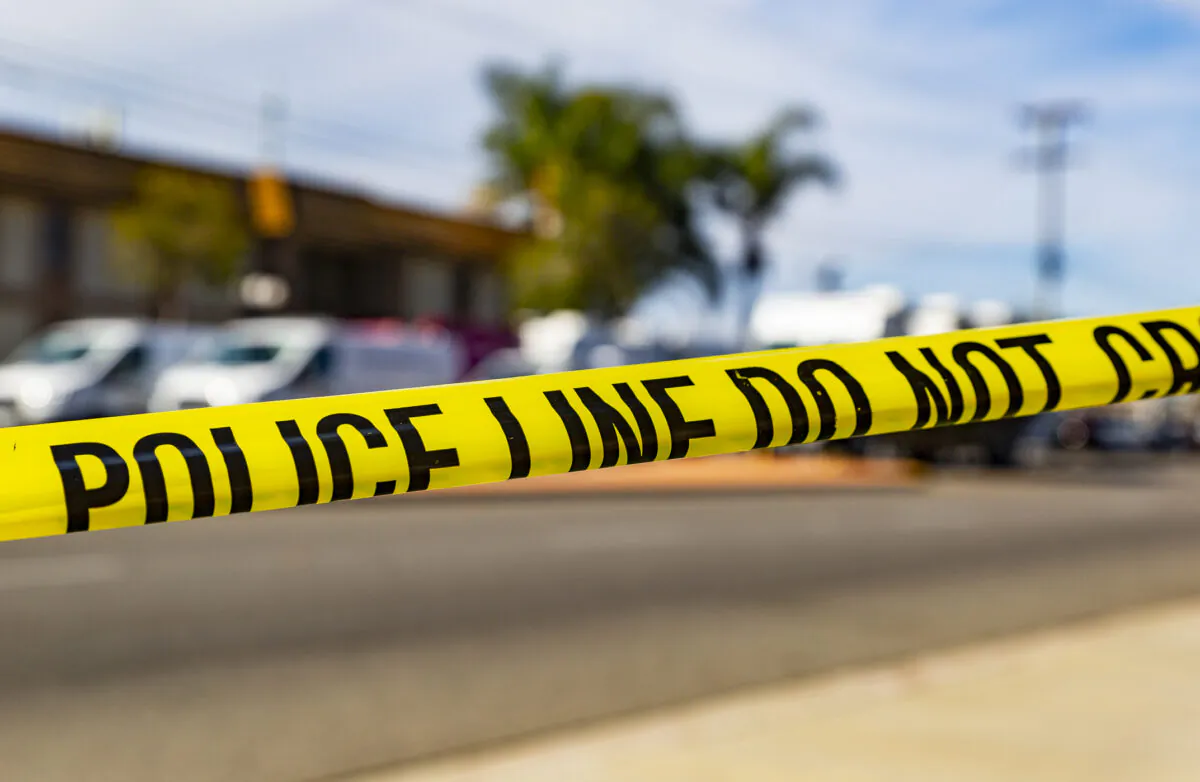 A crime scene in Orange, Calif., on April 1, 2021. (John Fredricks/The Epoch Times)