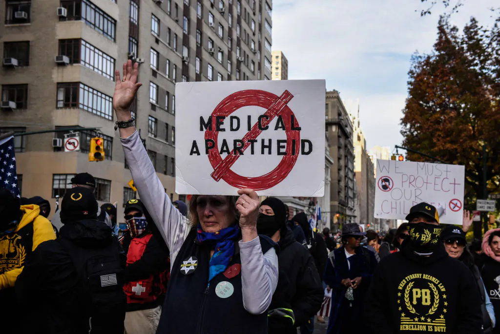 Protesters rally against vaccine mandates in New York City  on Nov. 20, 2021. (Stephanie Keith/Getty Images)