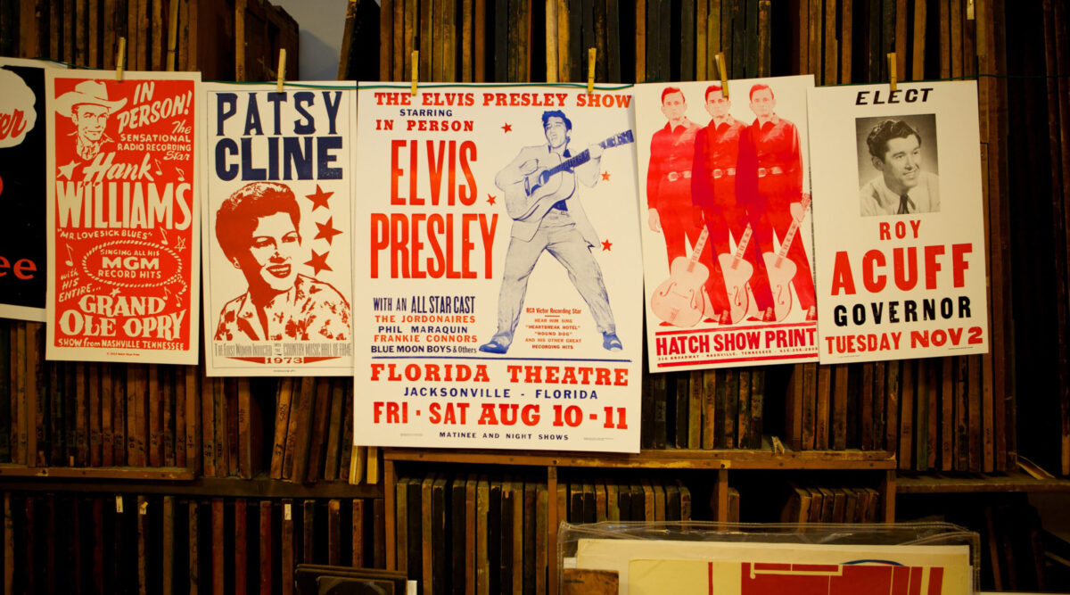 Press site Hatch Print Shop general hanging posters. (Photo by CK Photo/Courtesy of the Country Music Hall of Fame and Museum)