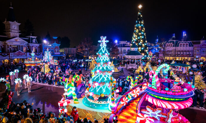 In this handout provided by Disneyland Paris, a general view of Christmas decoration during "Le Noel Enchante Disney - The Enchanted Christmas" at Disneyland Paris in Paris, France on Nov. 20, 2021. (Handout/Getty Images)