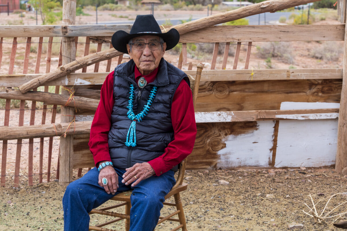 Navajo Code Talker Peter MacDonald Sr. at his ranch, located outside Tuba City, Arizona. (Tom Brownold for American Essence)