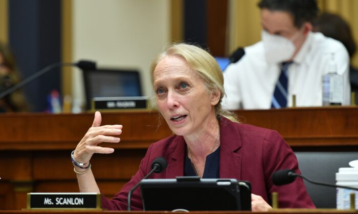 Rep. Mary Gay Scanlon, D-Pa.), speaks during the House Judiciary Subcommittee on Antitrust, Commercial and Administrative Law hearing on "Online Platforms and Market Power" in the Rayburn House office Building on Capitol Hill in Washington on July 29, 2020. (Mandel Ngan/POOL/AFP via Getty Images)