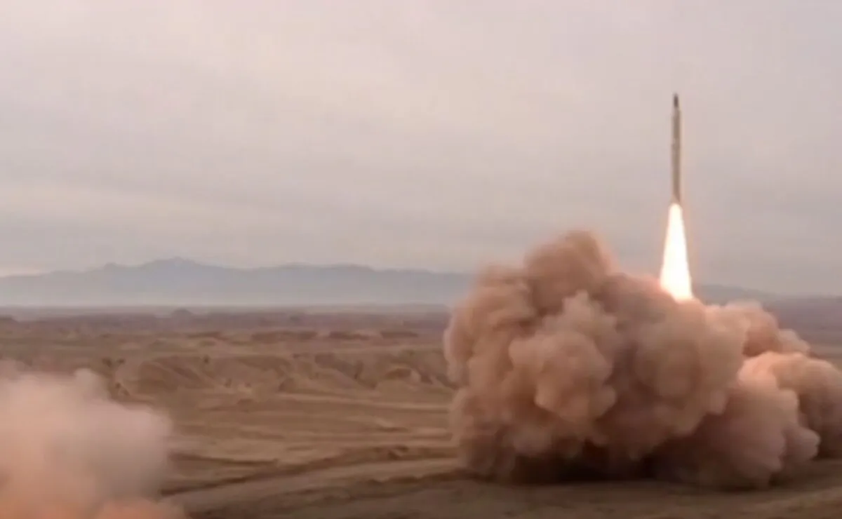 Photo of a missile launch during Iran's annual military drill. (AP/Screenshot via The Epoch Times)