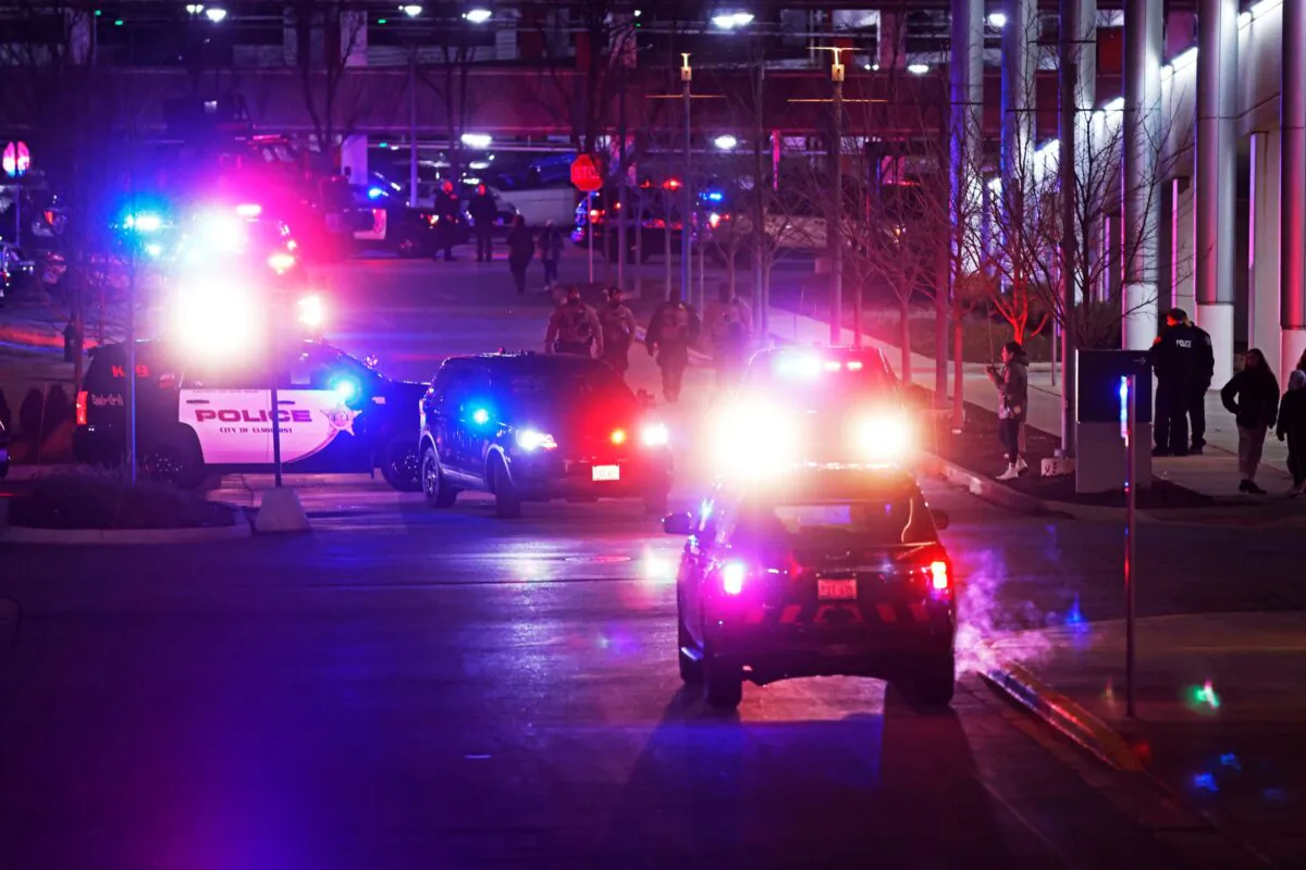 Oak Brook Mall was placed under a lockdown after calls of shots were fired, in Oak Brook, Ill., on Dec. 23, 2021. (Anthony Vazquez/Chicago Sun-Times via AP)