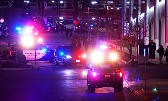 Oak Brook Mall was placed under a lockdown after calls of shots were fired, in Oak Brook, Ill., on Dec. 23, 2021. (Anthony Vazquez/Chicago Sun-Times via AP)