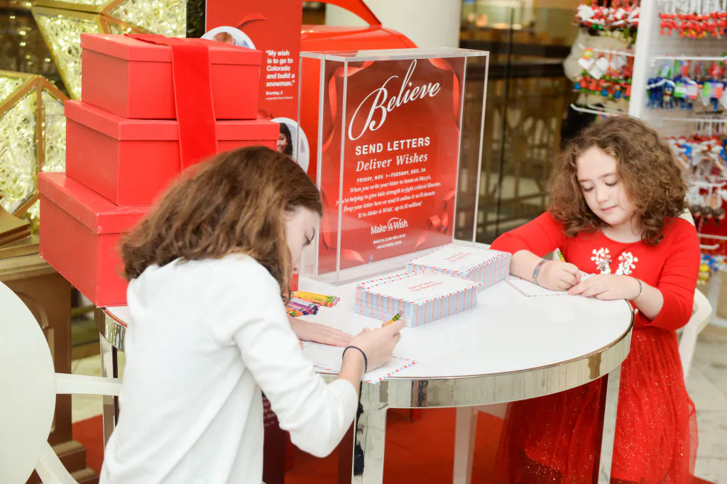 Macy's and Make-A-Wish® launch annual Believe Campaign with Make-A-Wish® kid Francesca at Macy's State Street store during the 112th annual Great Tree Lighting ceremony on November 02, 2019, in Chicago, Illinois. (Daniel Boczarski/Getty Images for Macy's)