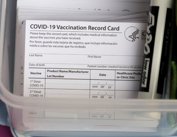 Blank COVID-19 vaccination cards