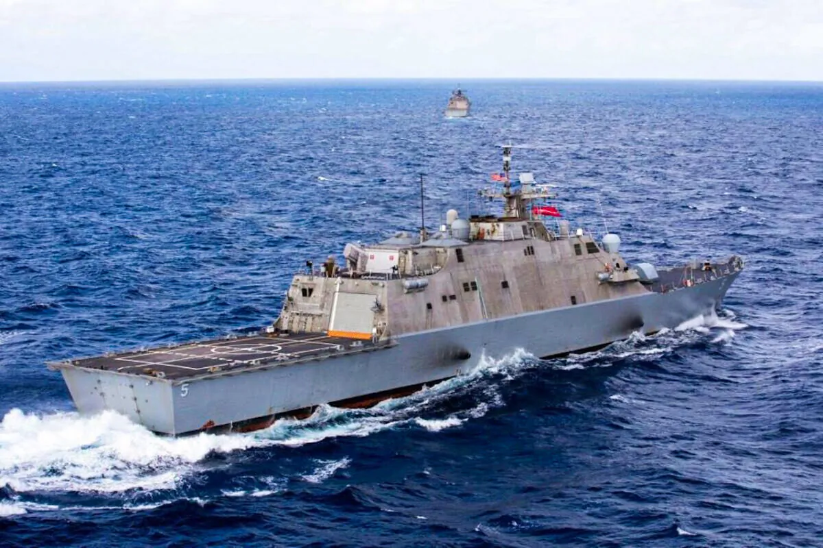 The Freedom-variant littoral combat ship USS Milwaukee steams through the ocean, on Dec 16, 2021. (U.S. Navy photo/Aaron Lau)