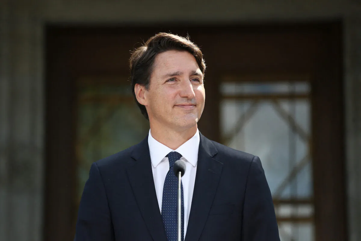 Canada's Prime Minister Justin Trudeau smiles during a news conference in Ottawa, Canada, on Aug. 15, 2021. (Dave Chan/AFP via Getty Images)