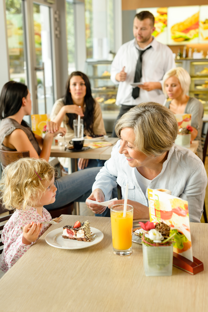 Child,With,Grandmother,At,Cafe,Eating,Cake,Sitting,Dessert,Restaurant