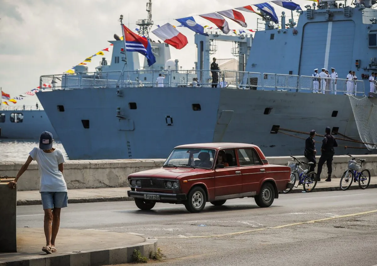Chinese Navy ship Type 054A frigate 548 Yiyang moors at the port of Havana on Nov. 10, 2015. (Yamil Lage/AFP via Getty Images)