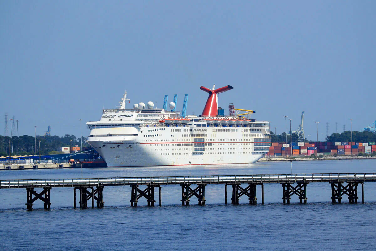 A Carnival Cruise Line ship is seen on March 27, 2020. (Greenwood/Getty Images)