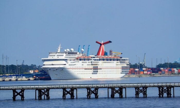 A Carnival Cruise Line ship is seen on March 27, 2020 in a file photo. (Greenwood/Getty Images)