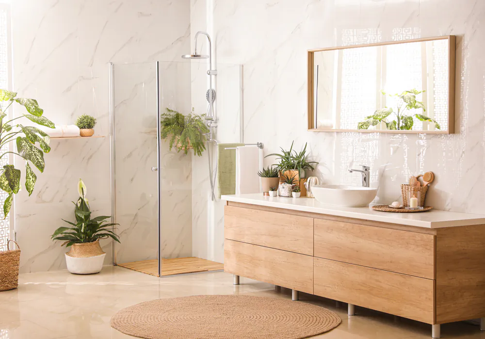 A properly built shower stall should include a properly installed waterproof membrane. (New Africa/Shutterstock)