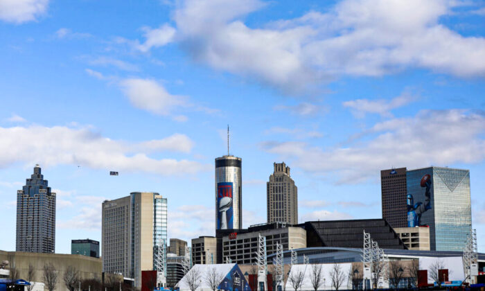 A general view of the skyline is seen at Mercedes-Benz Stadium in Atlanta, Georgia, on Feb. 03, 2019. (Streeter Lecka/Getty Images)
