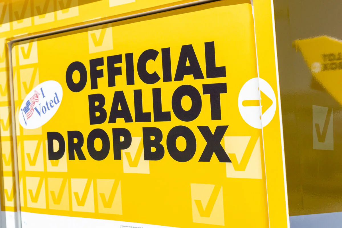 The Orange County Registrar of Voters ballot box in Santa Ana, Calif., on March 5, 2021. (John Fredricks/The Epoch Times)