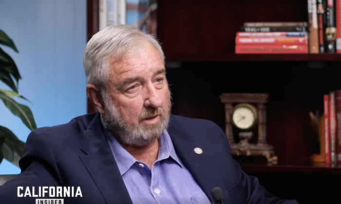 Steve Cooley, former LA County District Attorney, in an interview with EpochTV's "California Insider" in Dec. 22, 2021. (Screenshot via The Epoch Times)