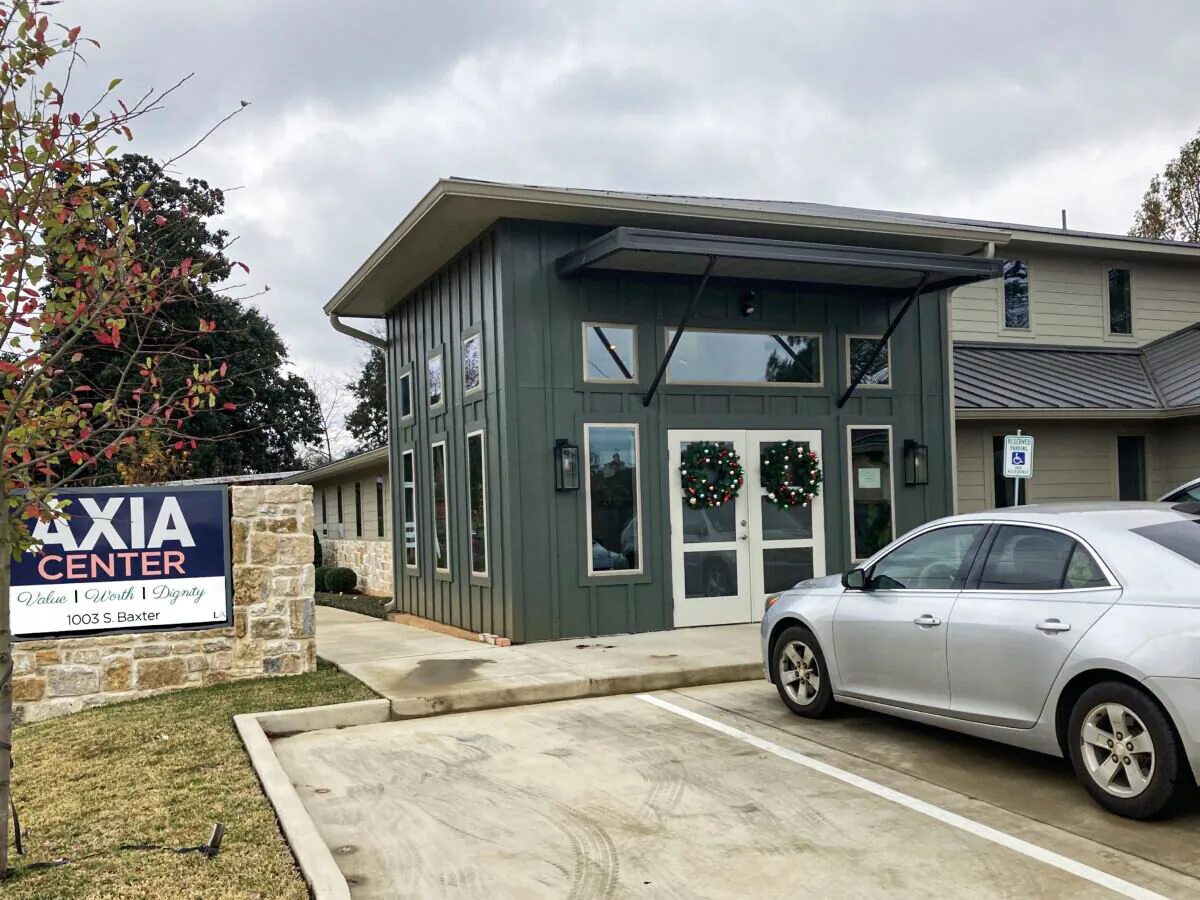 The Axia Pregnancy Resource Center in Tyler, Texas, on Dec. 21, 2021. (Patrick Butler/The Epoch Times)