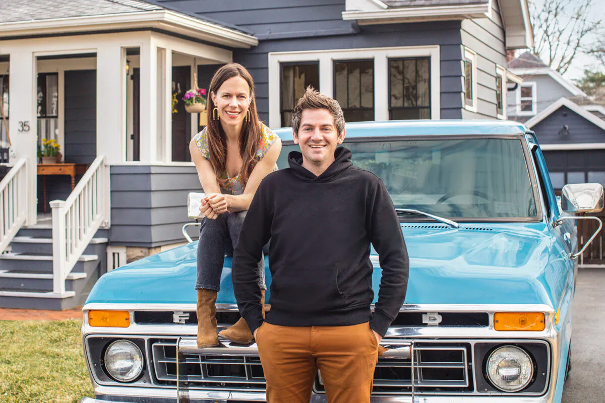 As seen on HGTV's Cheap Old Houses, host Elizabeth Finkelstein poses for a portrait at a historical bungalow in Rochester, NY. (Courtesy of HGTV)