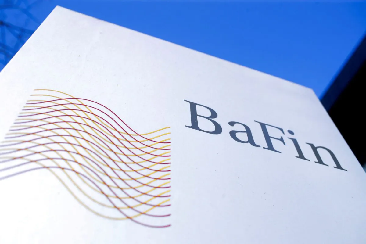 The logo of Germany's Federal Financial Supervisory Authority BaFin (Bundesanstalt fuer Finanzdienstleistungsaufsicht) is pictured outside an office building of the BaFin in Bonn, Germany, on April 15, 2019. (Wolfgang Rattay/Reuters)