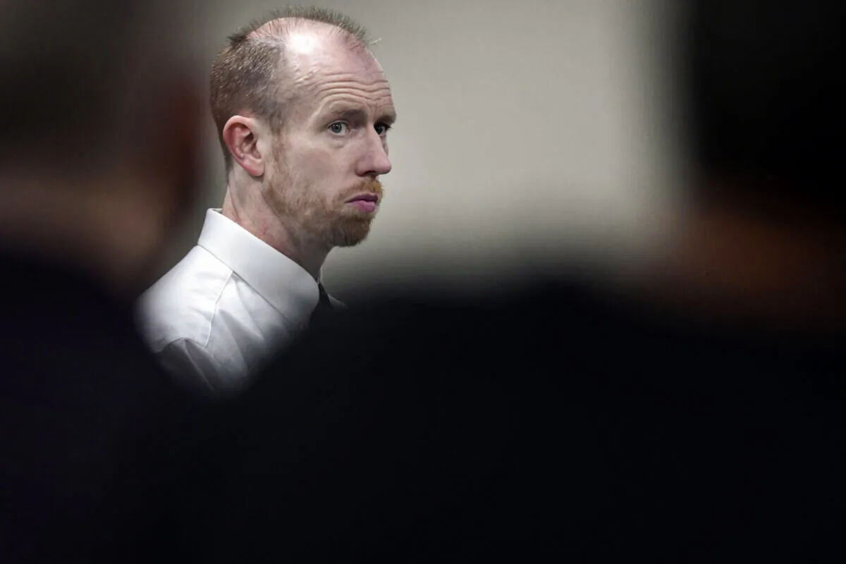 Chad Isaak, of Washburn, appears during the third day of his murder trial at the Morton County Courthouse in Mandan, N.D., on Aug. 4, 2021. (Mike McCleary/The Bismarck Tribune via AP)