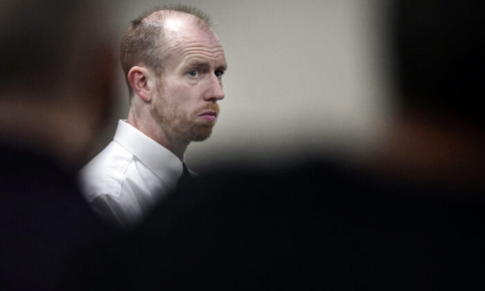 Chad Isaak, of Washburn, appears during the third day of his murder trial at the Morton County Courthouse in Mandan, N.D., on Aug. 4, 2021. (Mike McCleary/The Bismarck Tribune via AP)