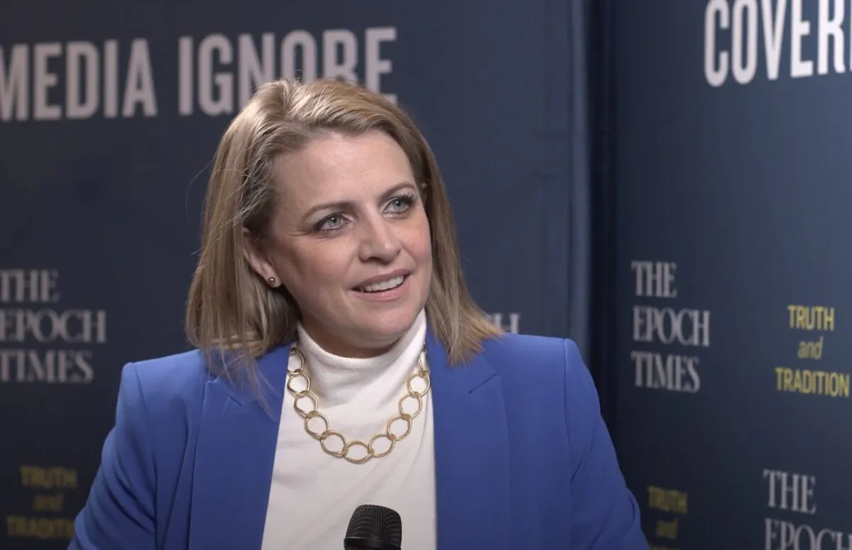Candidate for Congress Heidi St. John in an interview with The Epoch Times at a TurningPointUSA event in Phoenix, Ariz., in December 2021. (The Epoch Times)