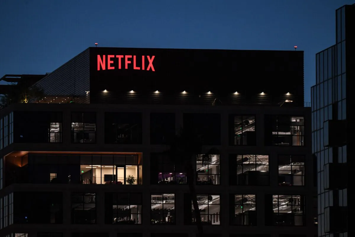 The Netflix logo is seen on the Netflix, Inc. building on Sunset Boulevard, in Los Angeles on Oct. 19, 2021. (Robyn Beck/AFP via Getty Images)
