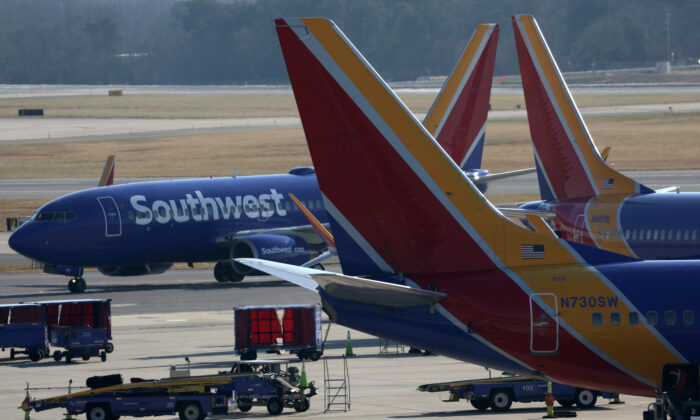 Southwest Airlines planes are seen at Baltimore/Washington International Thurgood Marshall Airport in Baltimore, Md., on Dec. 22, 2021. (Alex Wong/Getty Images)