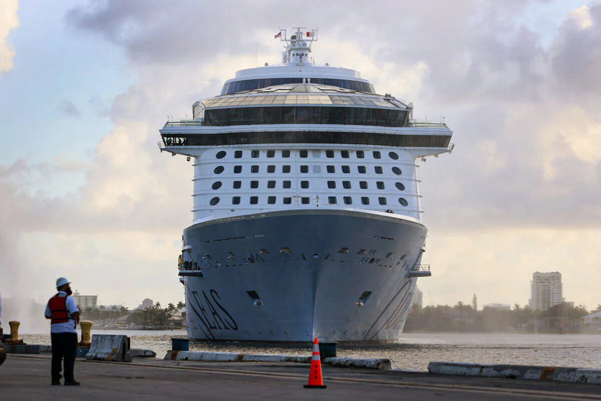 The Royal Caribbean’s Odyssey of The Seas arrives at Port Everglades in Fort Lauderdale, Fla., on June 10, 2021. (Joe Raedle/Getty Images)