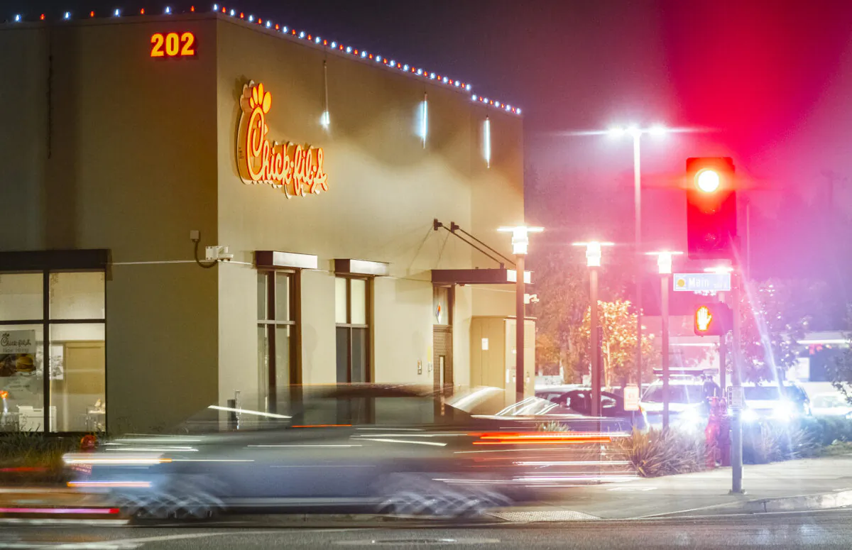A Chick Fil A restuarant in Orange, Calif., on Dec. 20, 2021. (John Fredricks/The Epoch Times)