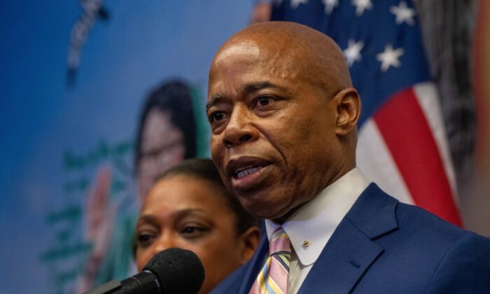 New York City Mayor-elect Eric Adams speaks during a press conference in New York City on Dec. 15, 2021. (David Dee Delgado/Getty Images)