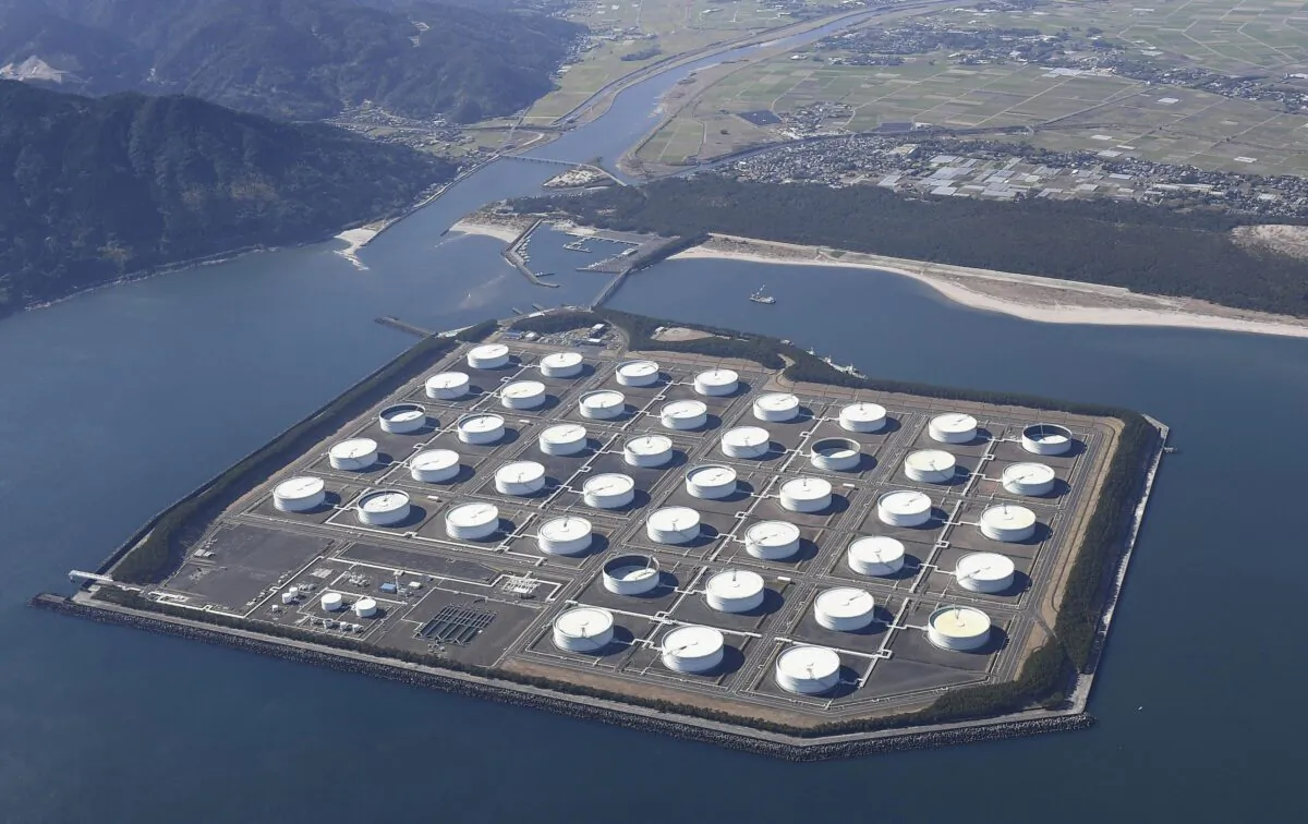 An aerial view shows Shibushi National Petroleum Stockpiling Base in Kagoshima prefecture, Japan, on Jan. 18, 2019. (Kyodo/via Reuters)