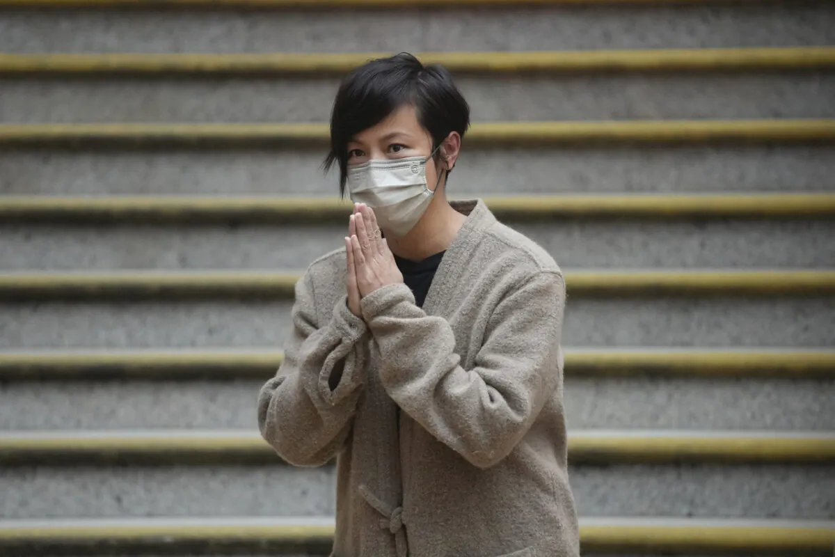 Hong Kong activist and music star Denise Ho is released from Western Police Station after more than 24 hours in custody, on Dec. 30. 2021. Hong Kong police arrested her in relation to colonial-era charges of sedition, because she was connected to Stand News, which closed after police raided its office and arrested its senior staff. (AP Photo/Vincent Yu)